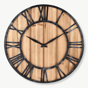 horloge murale bois métal design