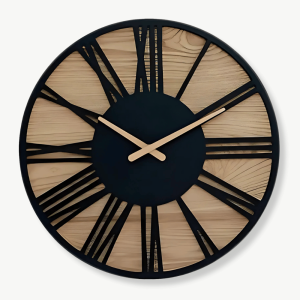 horloge murale bois chiffres romains