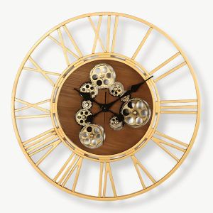 horloge murale bois engrenages