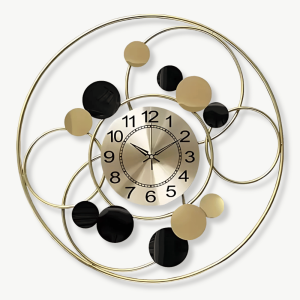 Horloge Murale Cercle Design Or