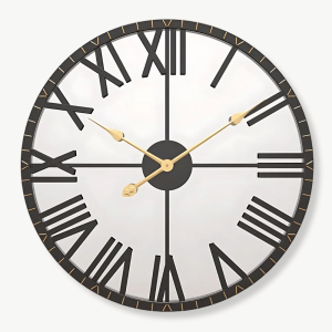 horloge murale miroir noir or