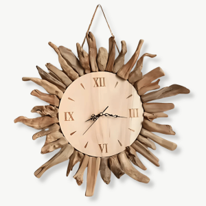 horloge murale en bois flotté