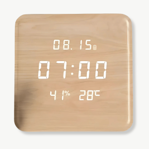 horloge murale digitale en bois