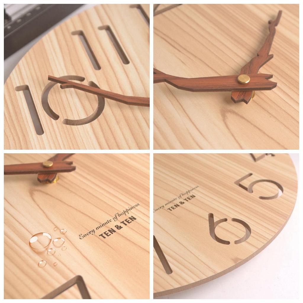 Horloge murale en bois de bambou avec détails des aiguilles et du cadran