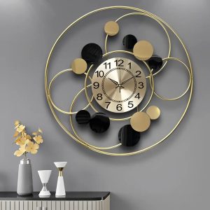 horloge murale moderne or