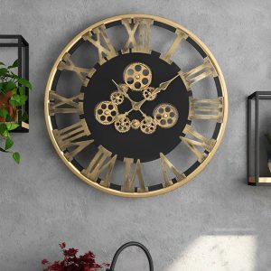 horloge murale dorée
