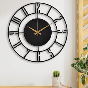 Design horloge murale noir bois