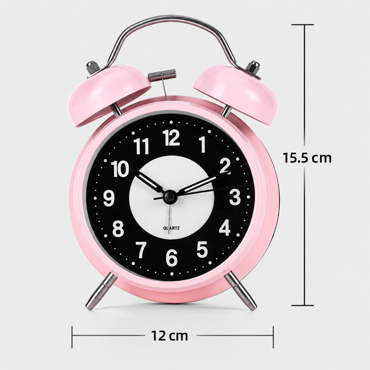 Horloge réveil rose de 12 x 15,5 cm