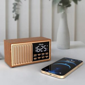 radio reveil bluetooth bois