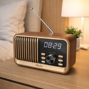 radio réveil bois vintage
