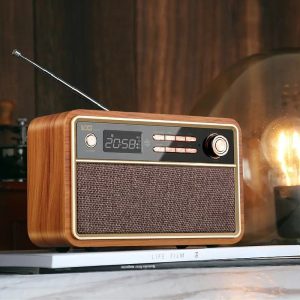 radio réveil vintage bois