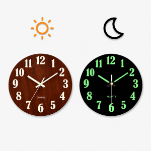 Horloge Murale Bois Silencieuse – Chiffres Lumineux