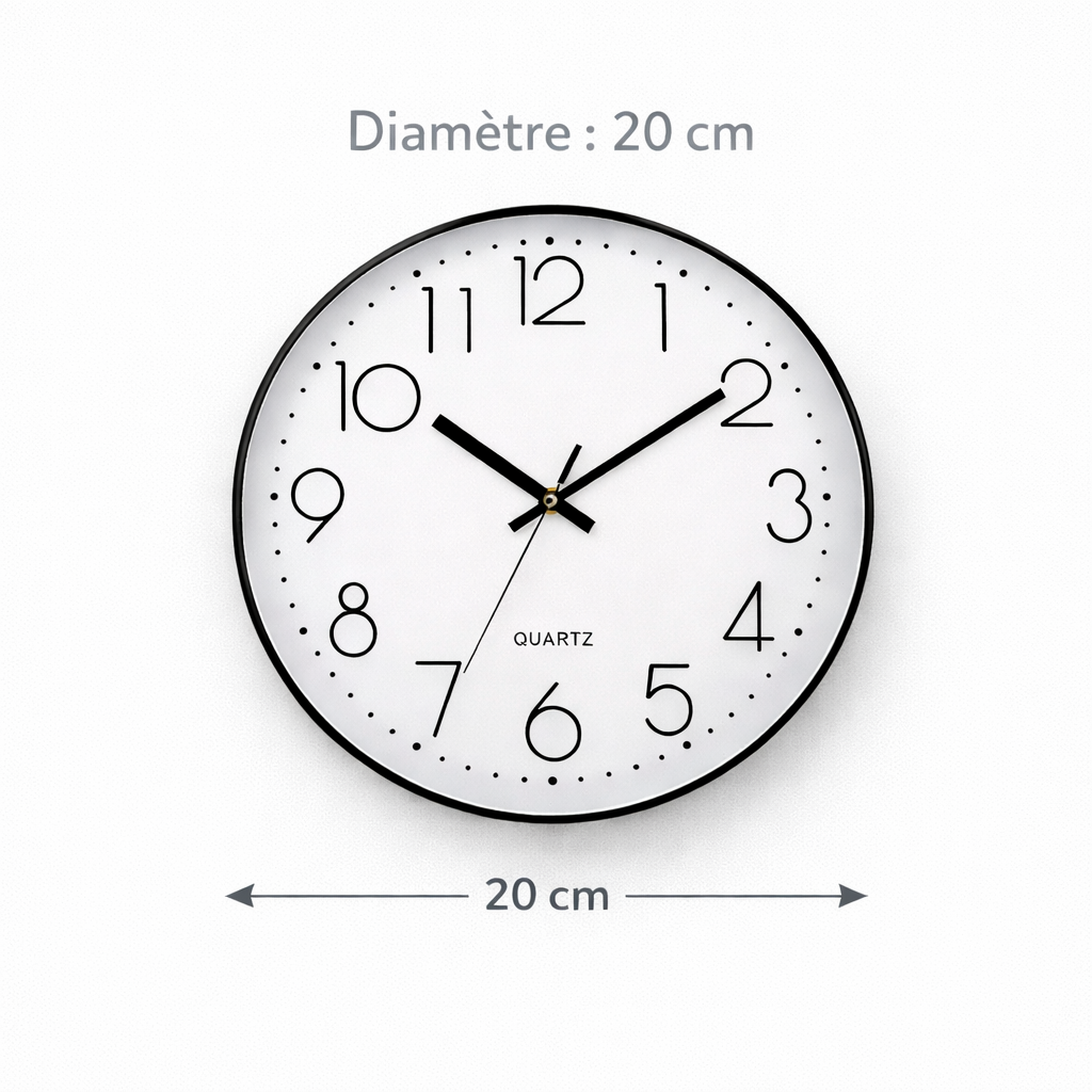 Horloge murale moderne 20 cm - Quartz silencieux sans Tic - Tac – Image 6