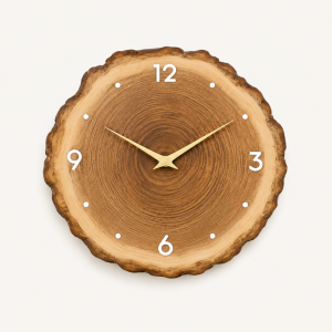 Horloge murale en bois naturel silencieuse style scandinave