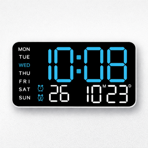 Horloge murale numérique LED pour cuisine – heure, date et température