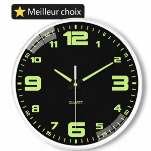 Horloge Murale Lumineuse 20 cm – Lisible Même dans le Noir, Chiffres Néon, Silencieuse, Quartz, Cuisine & Chambre