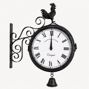 Horloge Murale Double Face Extérieure Vintage avec Coq