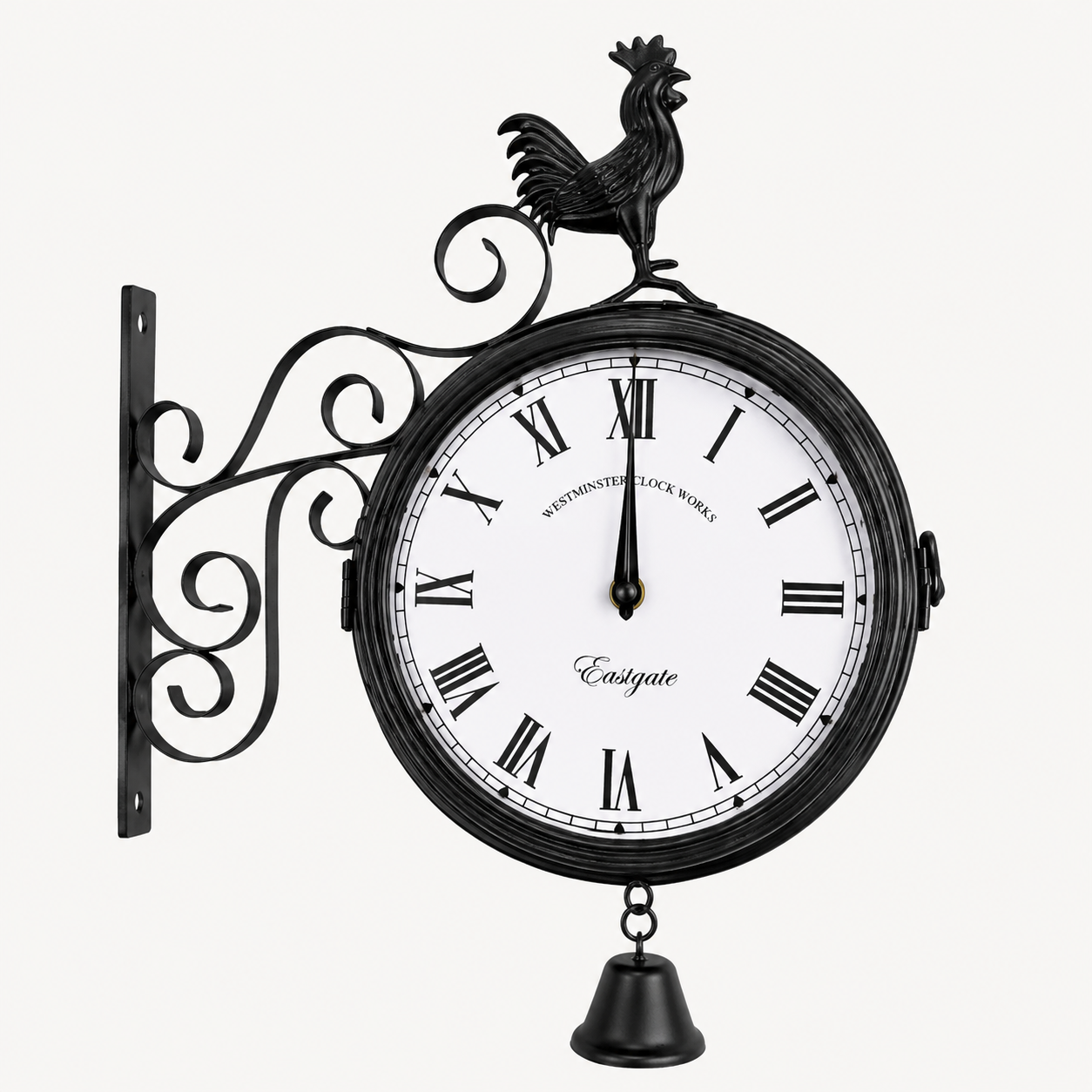 Horloge Murale Double Face Extérieure Vintage avec Coq
