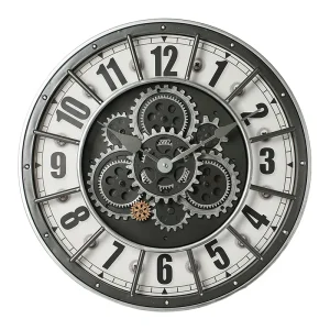 Horloge murale à engrenages noirs et chiffres arabes